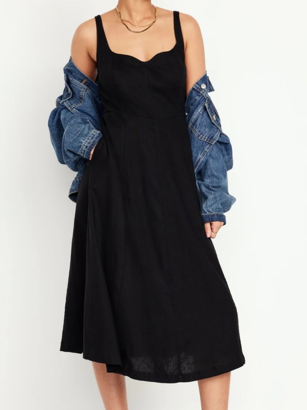 Fit & Flare Sleeveless Linen-Blend Midi Dress